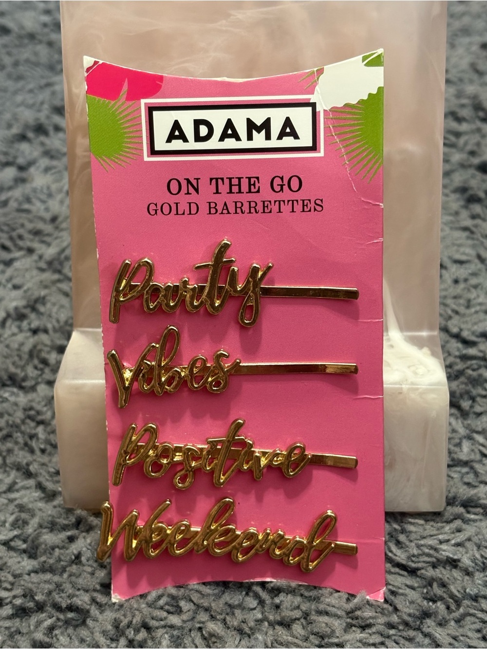 NWT Adama Gold Script Word Barrettes Set